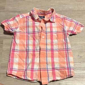 The Children's Place Plaid Button-Down Shirt - Orange and Pink